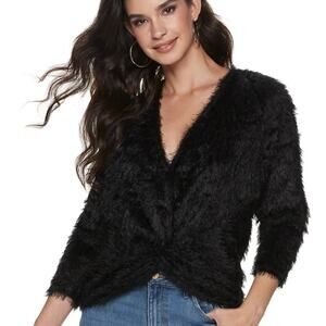 Jennifer Lopez Eyelash faux fur long Twist top